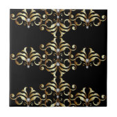 Carreau Motif de luxe Black Gold Damask et Gemstones (Devant)