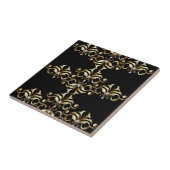 Carreau Motif de luxe Black Gold Damask et Gemstones (Côté)