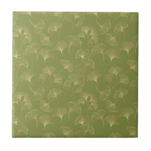Carreau Motif de luxe en or botanique émeraude feuille de