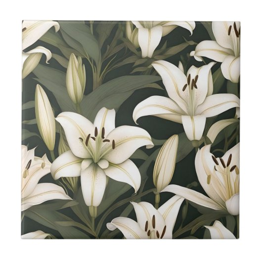 Carreau Motif de Lys blancs (Devant)