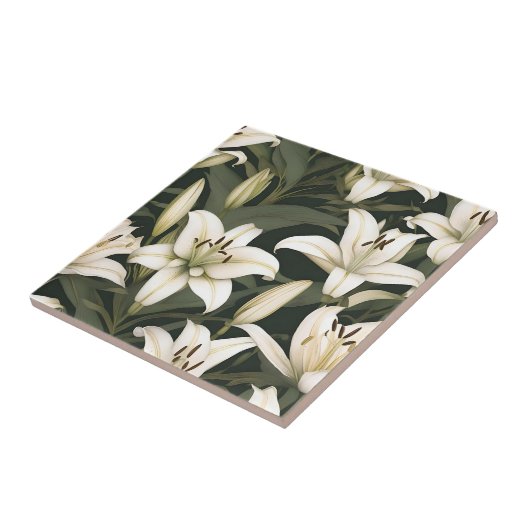 Carreau Motif de Lys blancs (Côté)