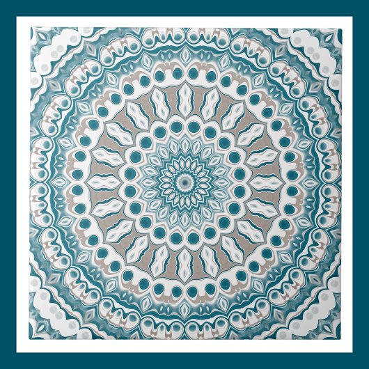 Carreau Motif de mandala aqua et taupe