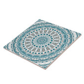 Carreau Motif de mandala aqua et taupe (Côté)