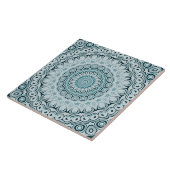 Carreau Motif de mandala bleu orageux et gris (Côté)