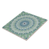 Carreau Motif de mandala côtier bleu et vert de mer (Côté)