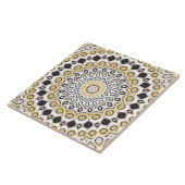 Carreau Motif de mandala doré et charbon (Côté)