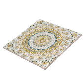 Carreau Motif de mandala géométrique doré et vert (Côté)