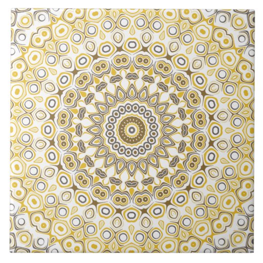 Carreau Motif de mandala jaune doré (Devant)