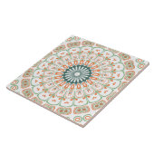 Carreau Motif de mandala moderne orange et vert (Côté)