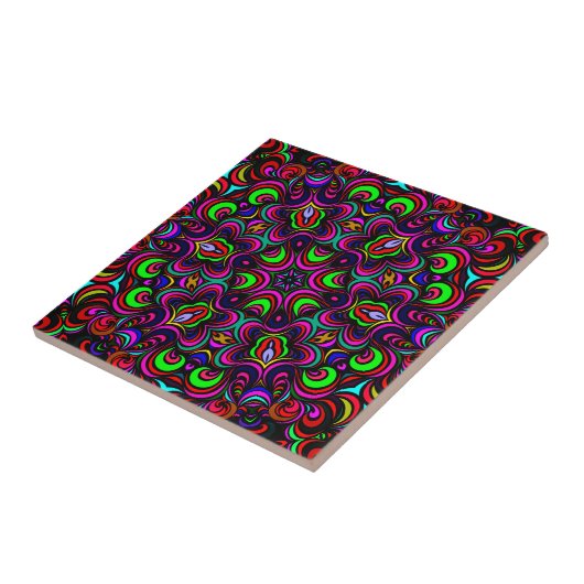 Carreau Motif de mandala multicolore (Côté)