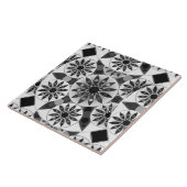 Carreau Motif de mandala, noir, blanc et gris/gris (Côté)
