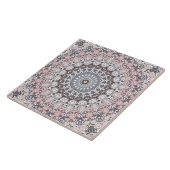 Carreau Motif de mandala rose gris et blanc (Côté)