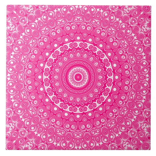 Carreau Motif de mandala rose vif (Devant)