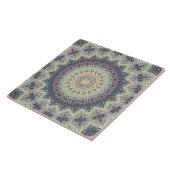 Carreau Motif de mandala sarcelle et crème (Côté)