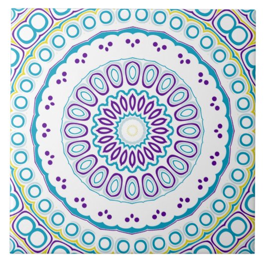 Carreau Motif de mandala sarcelle et violet (Devant)