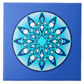 Carreau Motif de mandala, turquoise, bleu de cobalt et (Devant)