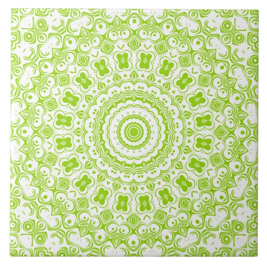 Carreau Motif de mandala vert Chartreuse (Devant)