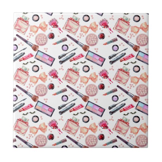 Carreau Motif de maquillage d'aquarelle (Devant)