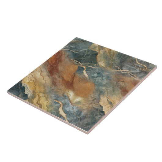 Carreau Motif de marbre de ton terrestre (Côté)