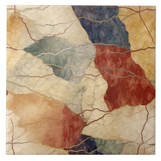 Carreau Motif de marbre de ton terrestre (Devant)