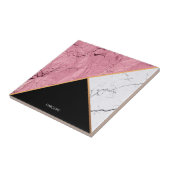 Carreau Motif de marbre noir et blanc d'or rose (Côté)