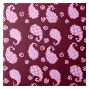 Carreau Motif de marguerite, rose glacé et bordeaux
