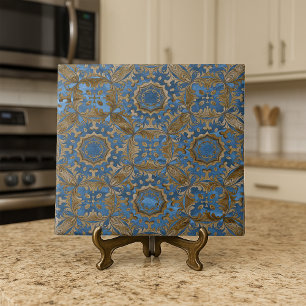 Carreau Motif de médaillon orné bleu profond et or