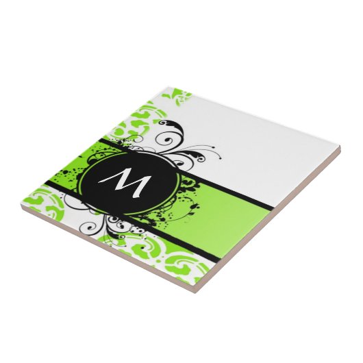 Carreau Motif de monogramme vert clair (Côté)