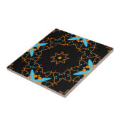 Carreau Motif de mosaïque arabesque orange noir (Côté)