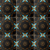 Carreau Motif de mosaïque arabesque orange noir