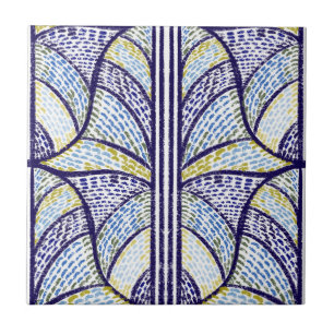 Carreau Motif de mosaïque bleu méditerranéen et vert citro