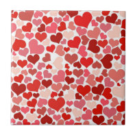 Motif de mosaïque de Coeurs rouges et roses