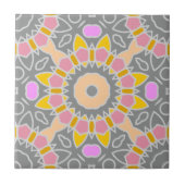 Carreau Motif de mosaïque ethnique Boho rose jaune pastel (Devant)