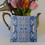 Carreau Motif de mosaïque ethnique de Bohême orange Indigo<br><div class="desc">Ce magnifique carrelage décoratif en céramique présente un design vibrant et captivant,  mêlant harmonieusement les formes géométriques dans des teintes fascinantes de bleu et d'orange. Avec sa fusion harmonieuse de couleurs et de motifs,  cette tuile ajoute une touche d'art et d'allure à tout espace.</div>