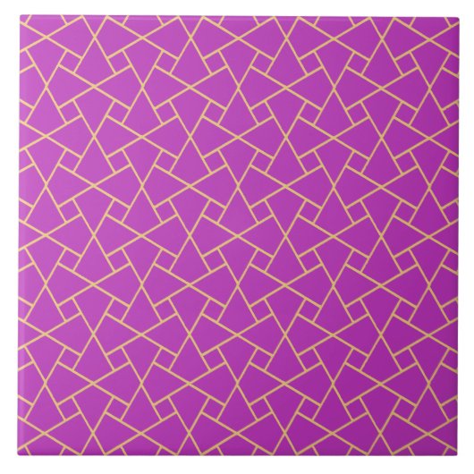 Carreau Motif de mosaïque islamique à effet violet et or (Devant)
