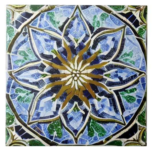 Carreau Motif de mosaïque simulé dans la lunette de verre (Devant)