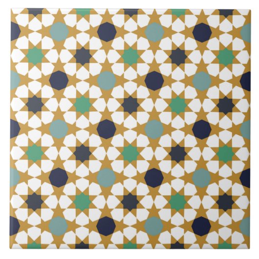 Carreau Motif de motif bleu géométrique islamique (Devant)