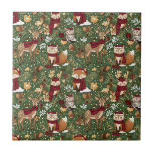 Carreau Motif de Noël de la forêt scandinave