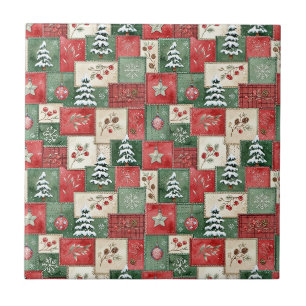 Carreau Motif de Noël en patchwork de campagne