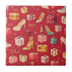 Carreau Motif de Noël Glamour Coquette Rouge