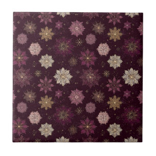 Carreau Motif de Noël Poinsettia Bourgogne (4)