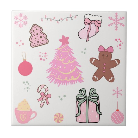 Carreau Motif de Noël rose (Devant)