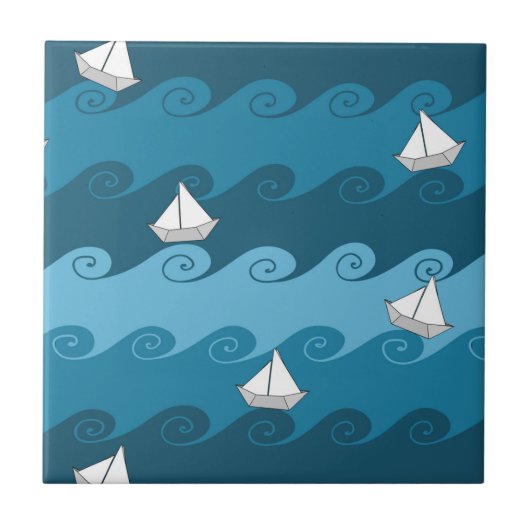 Carreau Motif de papier de bateaux (Devant)