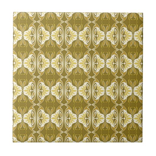 Carreau Motif de papier peint d'art déco - or et blanc (Devant)