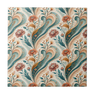Carreau Motif de papier peint floral Art Nouveau vintage