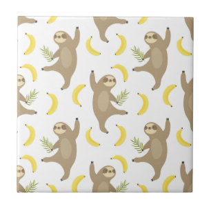 Carreau Motif de paresses et de bananes
