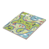 Carreau Motif de paysage de promenade en voiture d'enfants (Côté)