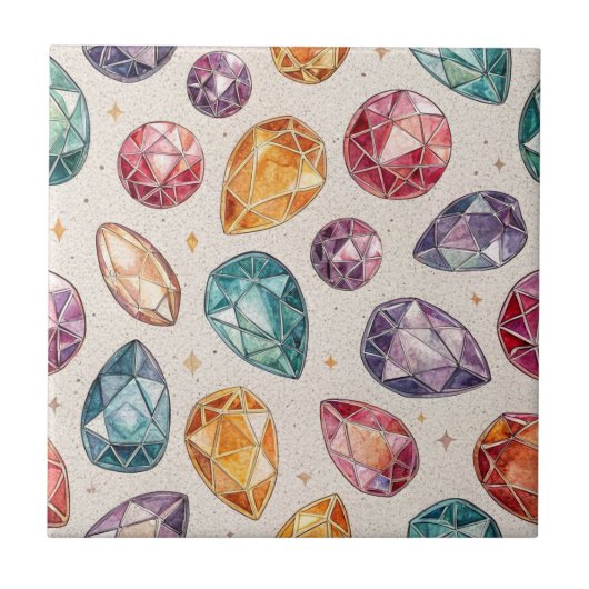 Carreau Motif de pierre précieuse coloré (1) (Devant)