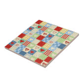 Carreau Motif de pique-nique Cœurs Patchwork Rustique (Côté)