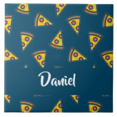 Carreau Motif de pizza sur fond bleu (Devant)